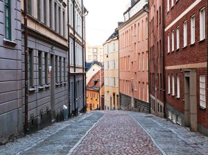 The street in Stockholm, Sweden.